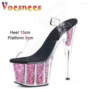 15 cm Designer 4828 Sandales Clulub Scombres Chaussures Plateforme brillante Femmes colorées paillettes colorées Sexy High Heels Transparent Wedding Bride