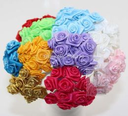 15 cm tête multicolore Mulberry Satin Flower Bouquetwire tige Scrapbooking Artificial Rose Flowers144pcSlot8656599