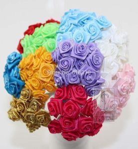 15 cm tête multicolore Mulberry Satin Flower Bouquetwire tige Scrapbooking Artificial Rose Flowers144pcSlot5848176