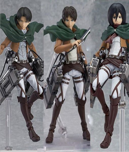 15 cm Attaque d'anime japonaise sur Titan Levi Eren Yeager Mikasa Ackerman PVC Action Figure Colcople Collection Toy Doll Gift Q07222607208