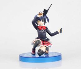 Figura de anime de 15cm Love Chunibyo Other Delusions Takanashi Rikka sosteniendo una pistola cara cambiable juguetes de figuras de PVC para niños Q07225822682