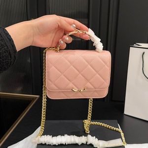 15CM poignée en métal mini rabat sac à bandoulière pour femmes portefeuille de créateur matériel or et argent caviar diamant grille sac à main de luxe sac sous les bras sac banane sacoche