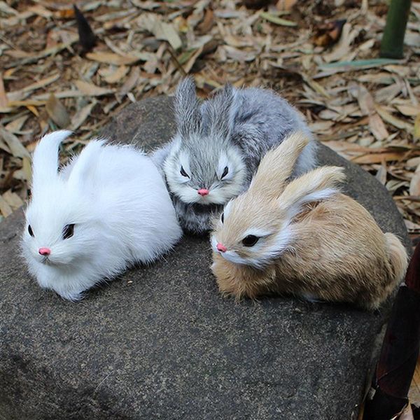 15CM Mini lindos conejos/pollos de piel realista Animal conejito de Pascua simulación conejo juguetes de peluche modelo regalo de cumpleaños al por mayor