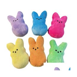 15 cm Mini Conejito de Pascua Muñeca de peluche Llavero 6 colores Muñecas de conejo para niños Lindos juguetes suaves Llaveros Entrega de entrega Dhlqu