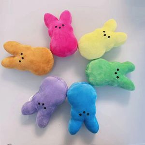 15CM Nouveaux jouets en peluche de lapin de Pâques Petits poupées de lapin de dessin animé de Pâques Peeps Peluches Jouet Rose Violet Bleu 6 couleurs Livraison rapide