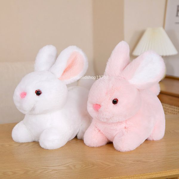 15cm Real Life Fluffy Rabbit Peluche Jouet Réaliste Lapin Poupée Doux Animal En Peluche Pendentif Porte-clés Cadeau D'anniversaire pour Enfants Enfants sac d'école pendentif