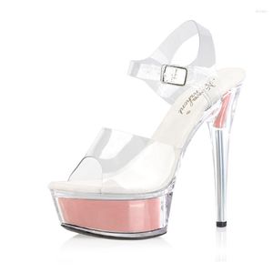 15 cm sandalen vrouwelijk mclubgirl vismodel mond catwalk transparante kristal banketjurk stiletto hielplatform schoenen voor vrouwen ly 72