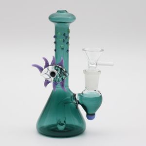 15 cm de altura Hunter Beaker Glass Bong wtih Eye 14.4 mm Tamaño de la junta Pieza de cono Pecolato en línea Plataformas petroleras Heady Smoking Pipe Hookahs