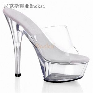 Sandales sexy à talons ultra hauts de 15CM, chaussures de performance, pantoufles de princesse en verre transparent, 1010