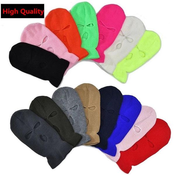 15 couleurs cagoule masque de ski tricoté chapeau d'hiver couverture faciale masque complet pour hommes hiver chapeau chaud sport femme coton bonnets2896