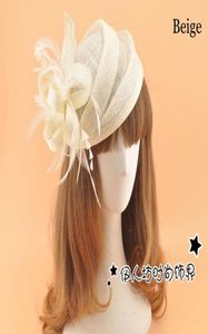 15 colores Cambric sombreros de novia accesorios para el cabello pluma flor cóctel mujeres tocado fiesta boda velo sombrero pinza para el cabello San Valentín 4824009