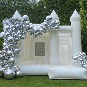 15ft Hot Sale Bounce House voor bruiloft opblaasbaar wit bouncy huis met glijbouncy Castle Air Bouncer Combo voor kinderen volwassenen feest