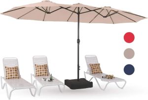 Les grands parapluies de patio de 15 pieds avec base incluse, parapluie du marché rectangle double face extérieur avec manche à manivelle, pour la piscine