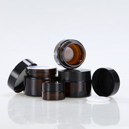 15 g / 20g / 30 g / 50g / 100 g bruin amber glas crème pot met zwarte deksel monster oog cream verpakking fles lege cosmetische pot