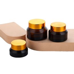 Pots cosmétiques pour crème brune ambre 15g 30g 50g, pot en verre Oblique transparent pour crème pour le visage, bouteille d'emballage avec couvercle en plastique