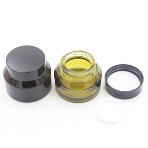 15g 30g 50g Glas Cosmetische Lege Pot Pot Groene Amber Make-Up Gezichtscrème Container Fles met Plastic Deksel en Innerlijke Ntsfk