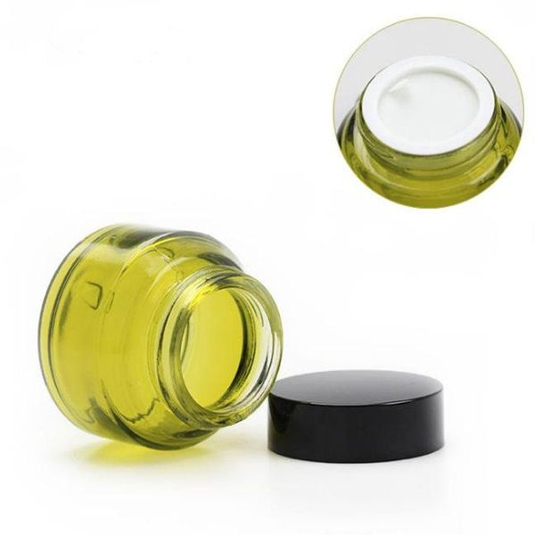 Pot à crème en verre vert avec couvercles, récipient vide en verre, emballage cosmétique, Pot à crème en verre, 15g 30g 50g