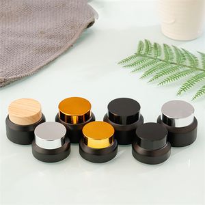 15g 30g 50g luxe amberkleurige matglazen pot cosmetische glazen potverpakking voor huidverzorgingscrème