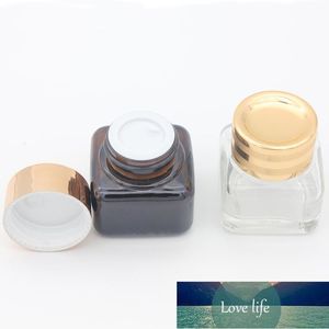15G Classic Amber Eye Cream Jar Bottle Lege Glass Lip Balm Container Cosmetisch monsterpotten met Gold Cap Groothandel