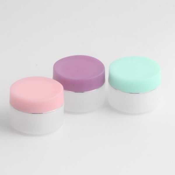 15g pot crème givré, pot en plastique, crème yeux bouteille, pot cosmétique avec du plastique couvercle rose ou violet ou vert LX2859