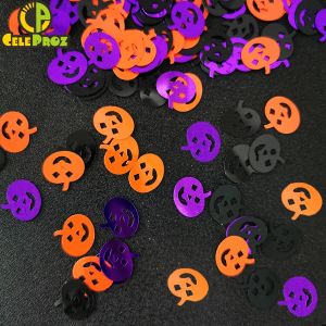 15G Halloween -tafel Confetti Oranje Zwart Purple Pumpkin Witch Skull Spider Ghost Sequins voor vakantie Home Party Decoratie