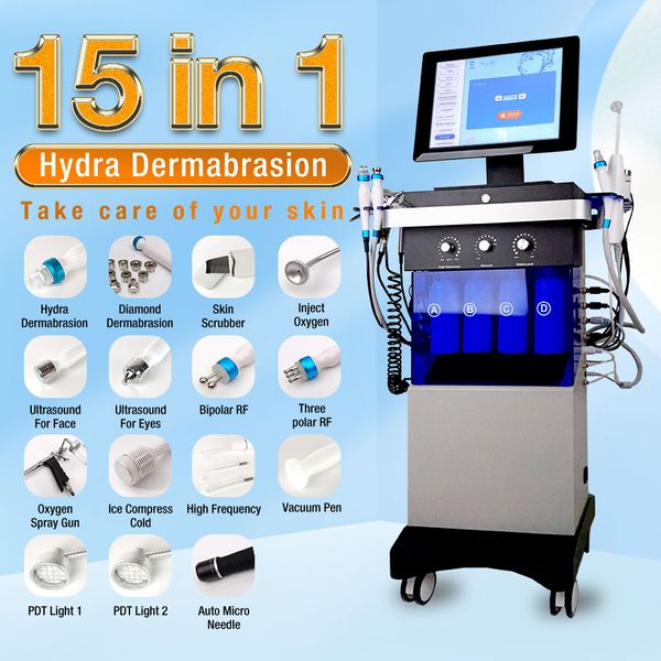 15IN1 1 Hydro Diamond Dermabrasion Péléling Microdermabrasion Hydro Fasial Machine Fasial Rajeunatoire Résoudre tous les problèmes de peau