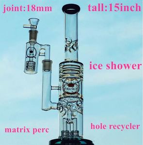 15 pollici Bong viola rosa narghilè 18mm ciotola per bong in vetro maschio con ciotole spesse tubi dell'acqua per Dab Rig