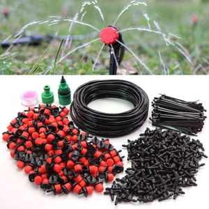 15M 1/4 '' tuyau bricolage système d'irrigation goutte à goutte jardin Portable brumisation refroidissement Kit d'arrosage automatique avec buse goutteur réglable 210610