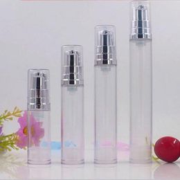 15ML 12ML 10ML 5ML Clear Airless Lotion Pump Bottle Bottiglia vuota per crema per le mani ricaricabile Con contenitore per lozione F692 Prbtu