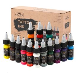 15 ml 14colors Tattoo inkt Pigment met doos body art kits professionele schoonheidsverf make -upbenodigdheden semipermanent 240408