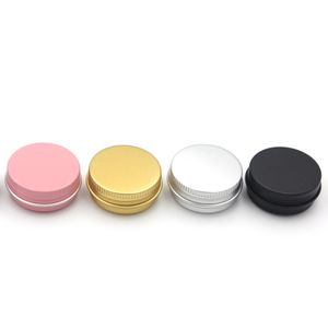 Latas de botellas de aluminio y metal de 15 ml Envases de bálsamo labial Frascos vacíos Latas con tapa de rosca Oro blanco Negro