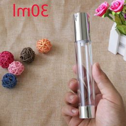 15 ml 20 ml 30 ml Vide Airless Pompe Bouteilles Argent Transparent Mini Portable Vide Cosmétique Traitement Pompe 100 pcs Pfvld