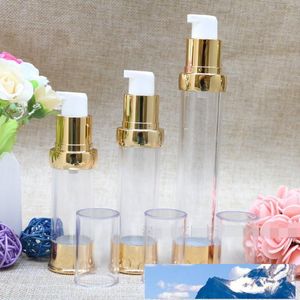 Dispensador de emulsión de loción sin aire de plástico vacío, 15ml, 20ml, 30ml, botellas con bomba de crema facial para contenedor, maquillaje, champú cosmético, baño de lavado corporal