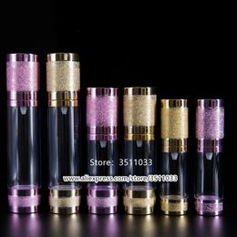 15ml 30ml 20 piezas bomba sin aire botella vacía crema para ojos contenedor loción Gel dispensador viales Spray claro oro rosa