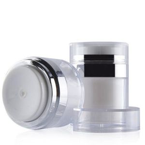 15g 30g 50g cosmetische pot lege acryl blikjes witte vacuüm fles airless hervulbare container pers lotion pomp flessen