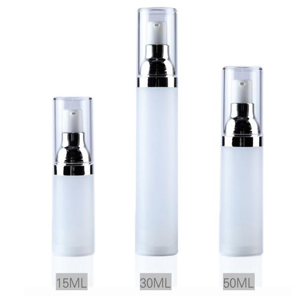 15ml 30ml 50ml versión coreana botella privada de aire pp esmerilada subbotella de loción cosmética de plata brillante