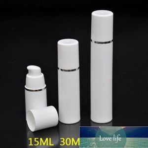 15 ml 30 ml 50 ml blanc pur cylindrique bord argenté conteneurs d'emballage cosmétique émulsion en plastique pompe sans air bouteille usine