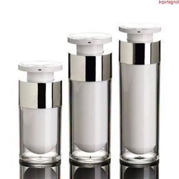 15 ml 30 ml 50 ml Argent Bouteille sans air de haute qualité Acrylique Pompe à vide Bouteilles Lotion utilisée pour le récipient cosmétique SN109goods Mqimf