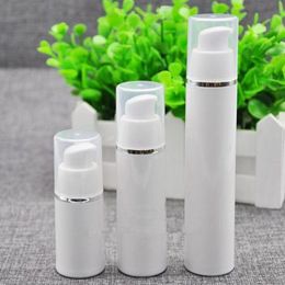 15 ML 30 ml 50 ML Argent Bord Blanc Vide Airless Pompe Bouteilles Lotion Cosmétique Plastique Traitement Voyage F20171145 Sjaud