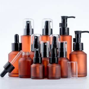 15 ml 30 ml 60 ml 100 ml Amberbruine glazen fles Portable Lotion Spray Pompcontainer Lege hervulbare reiscosmetische crème Shampoo Packi Kswd