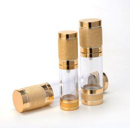 15 ml 30 ml glanzende gouden lege cosmetische airless fles draagbare navulbare pomp dispenser fles voor lotion drop shipping