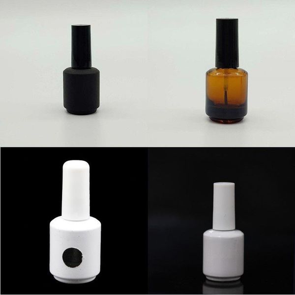 15 ml noir givre blanc vide vernis à ongles bouteille en verre 1/2 oz vernis à ongles conteneurs bouteille en verre avec bouchon brosse F2744 Hcgfv