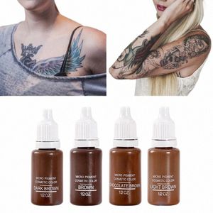 15 ml Zwarte Permanente Make-up Tattoo Inkt Micro Pigmenten Set Cosmetische Kit voor Tattoo Wenkbrauw Lip Make Up Gemengde Kleur 4 Kleuren Y2XQ #