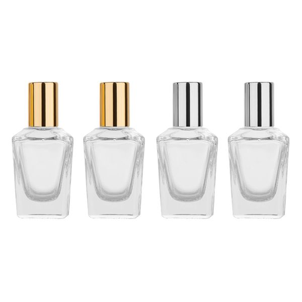 Bouteilles à roulettes en verre transparent pour huiles essentielles, parfums d'aromathérapie, baumes à lèvres, avec bouchon en or et argent, 15ML