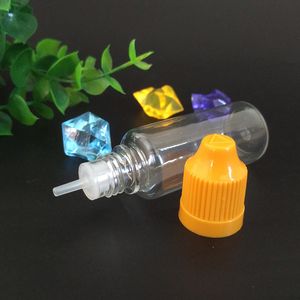 Botella cuentagotas de PET líquido E de 15 ml con tapas coloridas a prueba de niños, puntas largas y delgadas, recipiente de plástico transparente de 0,5 oz