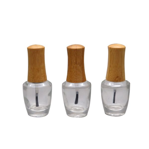 15ml vide en verre clair vernis à ongles bouteille avec bouchon en bambou bricolage cosmétique liquide nail art récipient avec pinceau maquillage outil F20173681