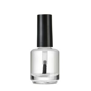 Botella de esmalte de uñas vacía de 15 ml con cepillo, contenedor de almacenamiento de esmalte de uñas de vidrio transparente recargable, tapa negra Bhunp