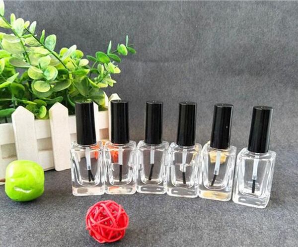 Bouteille de vernis à ongles vide de 15 ml avec brosse à l'intérieur de bouteilles de récipient transparent en forme de carré Outil de maquillage de tube lin3477