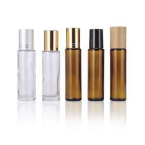 Électronique 15 ml Vide Rouleau sur Bouteilles en Verre ROULEAU EN ACIER INOXYDABLE Conteneur à Rouleaux Rechargeable Transparent Ambre pour Huile Essentielle de Parfum