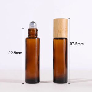 15ml Vide Roll on Glass Bottles avec bouchon en bambou roller ball en acier Amber Clear Frosted Glass Essential Oil Perfume Bottle Classic